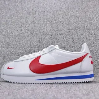 Nike أبيض أحمر منخفض السطح جلدي علوي أحذية رياضية أسلوب حياة