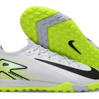 Nike White Yellow Low-Cut Knit Upper Asymmetric Lacing Turf Soccer Shoes