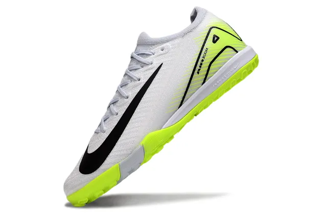 Nike White Yellow Low-Cut Knit Upper Asymmetric Lacing Turf Soccer Shoes 3