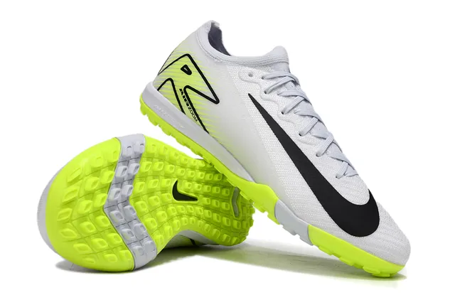 Nike White Yellow Low-Cut Knit Upper Asymmetric Lacing Turf Soccer Shoes 4
