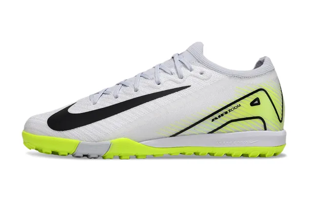 Nike White Yellow Low-Cut Knit Upper Asymmetric Lacing Turf Soccer Shoes 6