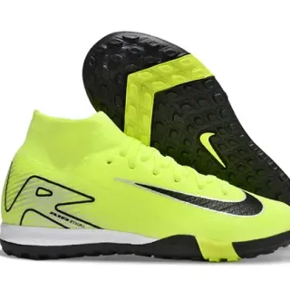 Nike Sapatos de Futebol Turf Amarelo Preto com Upper de Tricô e Colar Alto
