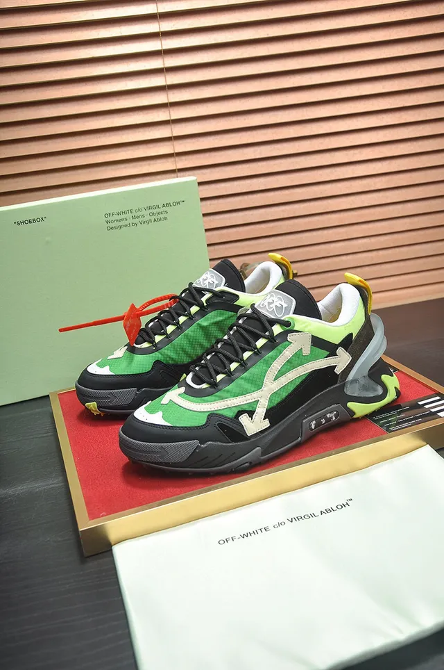 Off-White Black Green Industrial Design Multi-Layered Upper Chunky Sneakers 2