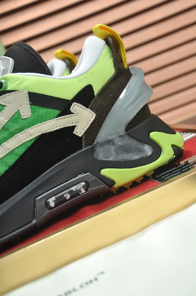 Off-White Black Green Industrial Design Multi-Layered Upper Chunky Sneakers 3