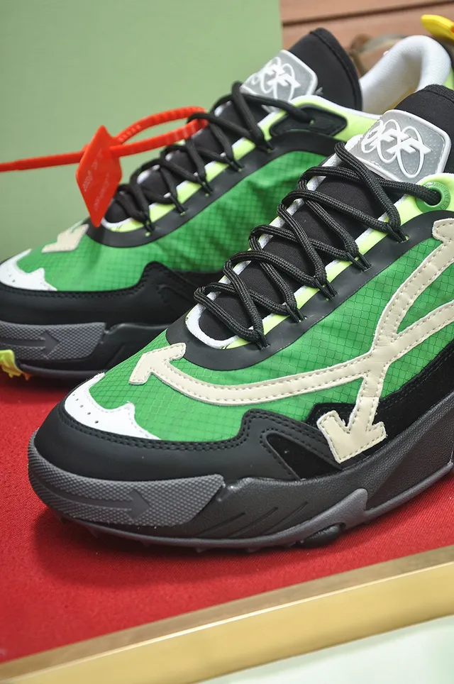 Off-White Black Green Industrial Design Multi-Layered Upper Chunky Sneakers 4