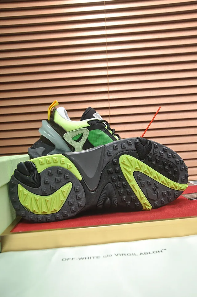 Off-White Black Green Industrial Design Multi-Layered Upper Chunky Sneakers 5