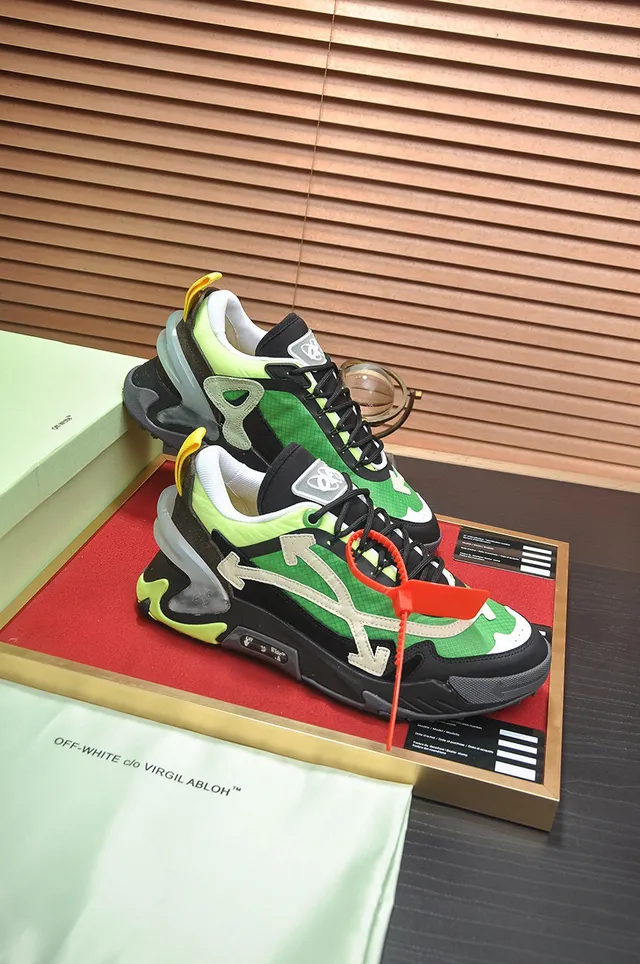 Off-White Black Green Industrial Design Multi-Layered Upper Chunky Sneakers 6
