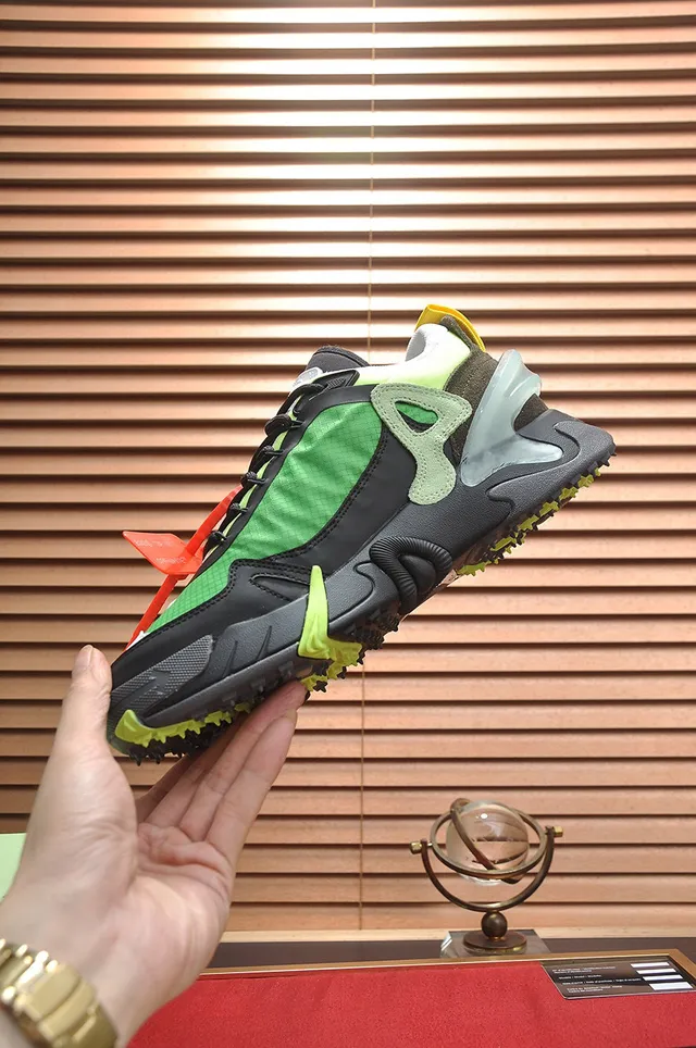 Off-White Black Green Industrial Design Multi-Layered Upper Chunky Sneakers 7