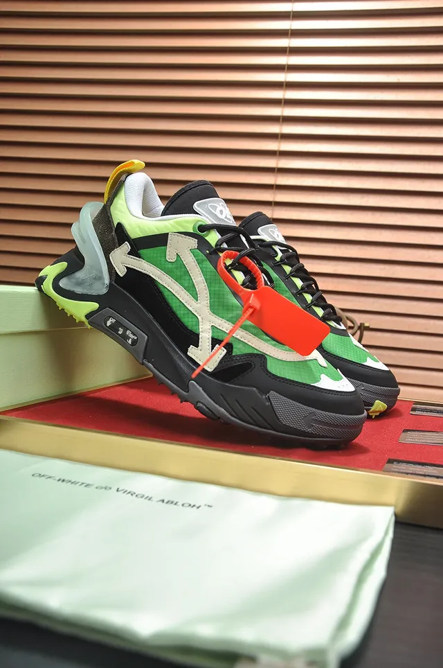 Off-White Black Green Industrial Design Multi-Layered Upper Chunky Sneakers 8