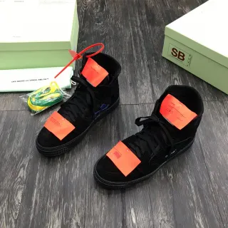 Off-White Black Orange High-Top Suede-Like Upper Lifestyle Sneakers