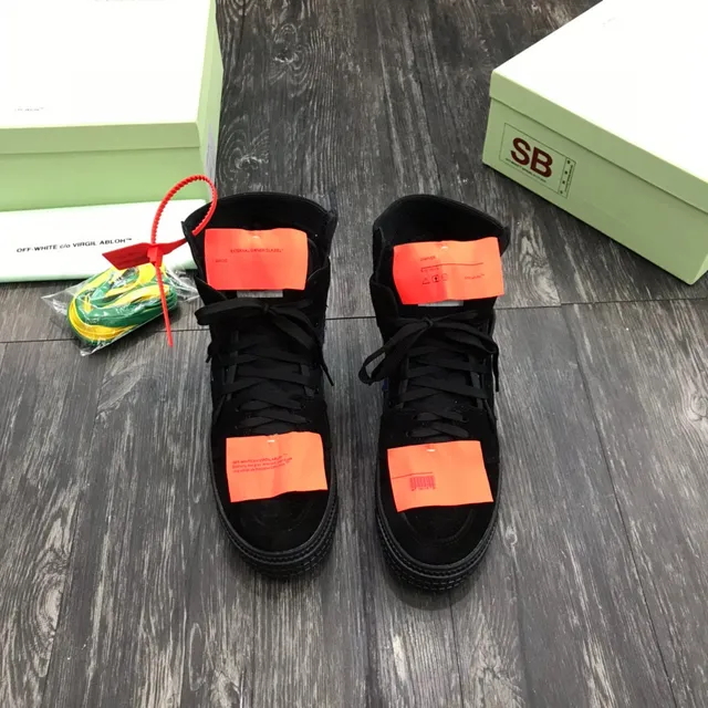 Off-White Negro Naranja High-Top Ante Imitado Parte Superior Lifestyle Sneakers 2