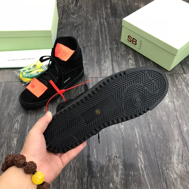 Off-White Negro Naranja High-Top Ante Imitado Parte Superior Lifestyle Sneakers 3