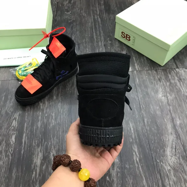 Off-White Negro Naranja High-Top Ante Imitado Parte Superior Lifestyle Sneakers 4