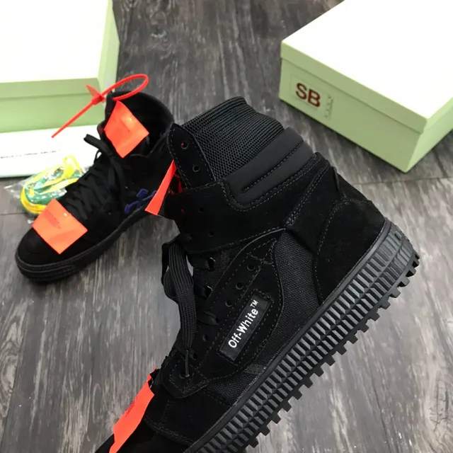 Off-White Negro Naranja High-Top Ante Imitado Parte Superior Lifestyle Sneakers 5