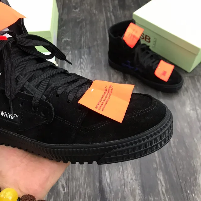 Off-White Negro Naranja High-Top Ante Imitado Parte Superior Lifestyle Sneakers 6