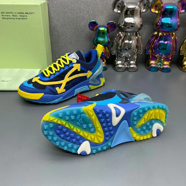 Off-White Blue Yellow Oversized Arrow Motif Industrial Zip-Tie Chunky Sneakers 2