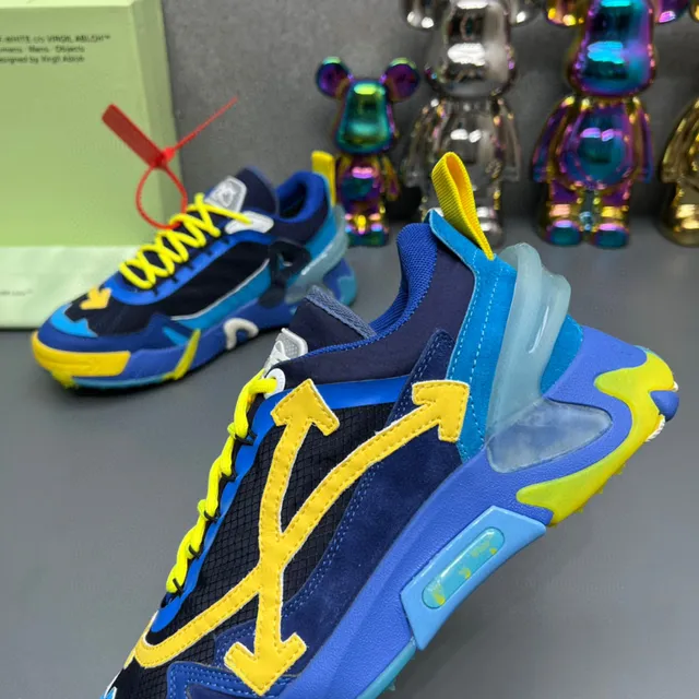 Off-White Blue Yellow Oversized Arrow Motif Industrial Zip-Tie Chunky Sneakers 5