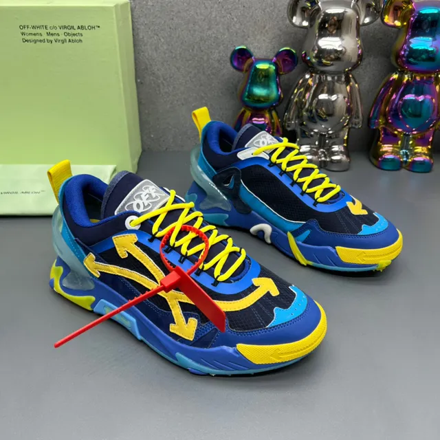 Off-White Blue Yellow Oversized Arrow Motif Industrial Zip-Tie Chunky Sneakers 7