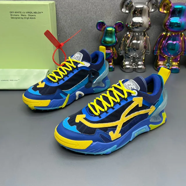 Off-White Blue Yellow Oversized Arrow Motif Industrial Zip-Tie Chunky Sneakers 8