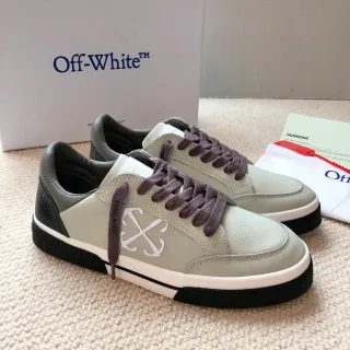 Off-White Industrial Sneaker Beige Gray Low-Top Leather-Paneled Lifestyle Sneakers