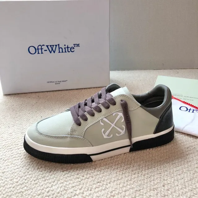 Off-White Industrial Beige Gray Low-Top Cuir Panneau Lifestyle Baskets 5