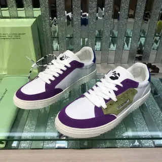 Off-White Purple Diagonal Panel Construction Mixed-Material Upper Lifestyle Sneakers