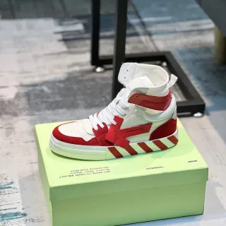Off-White Red High-Top Industrial Zip-Tie Strap Lifestyle Sneakers