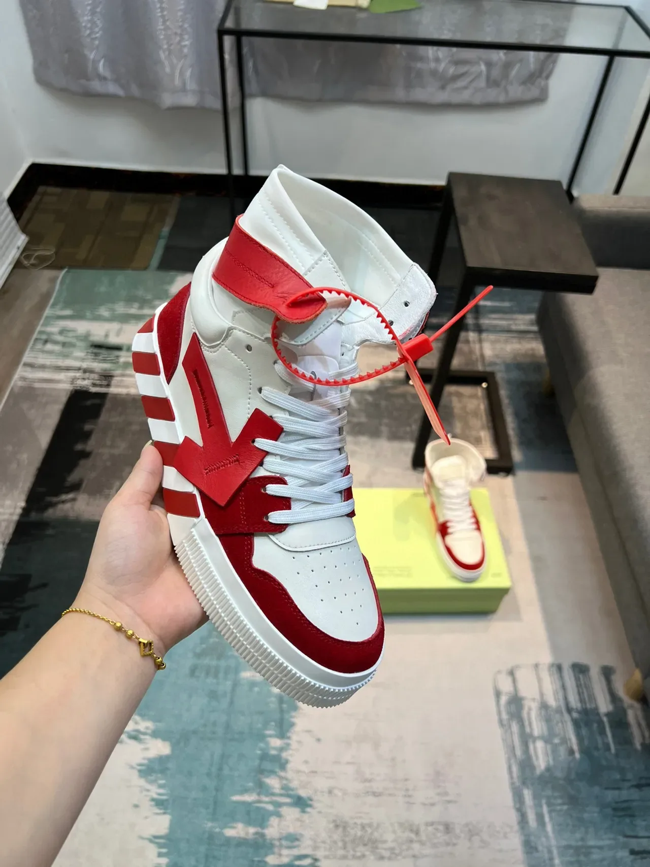 Off-White Tênis Lifestyle Vermelho High-Top Alça Zip-Tie Industrial 5