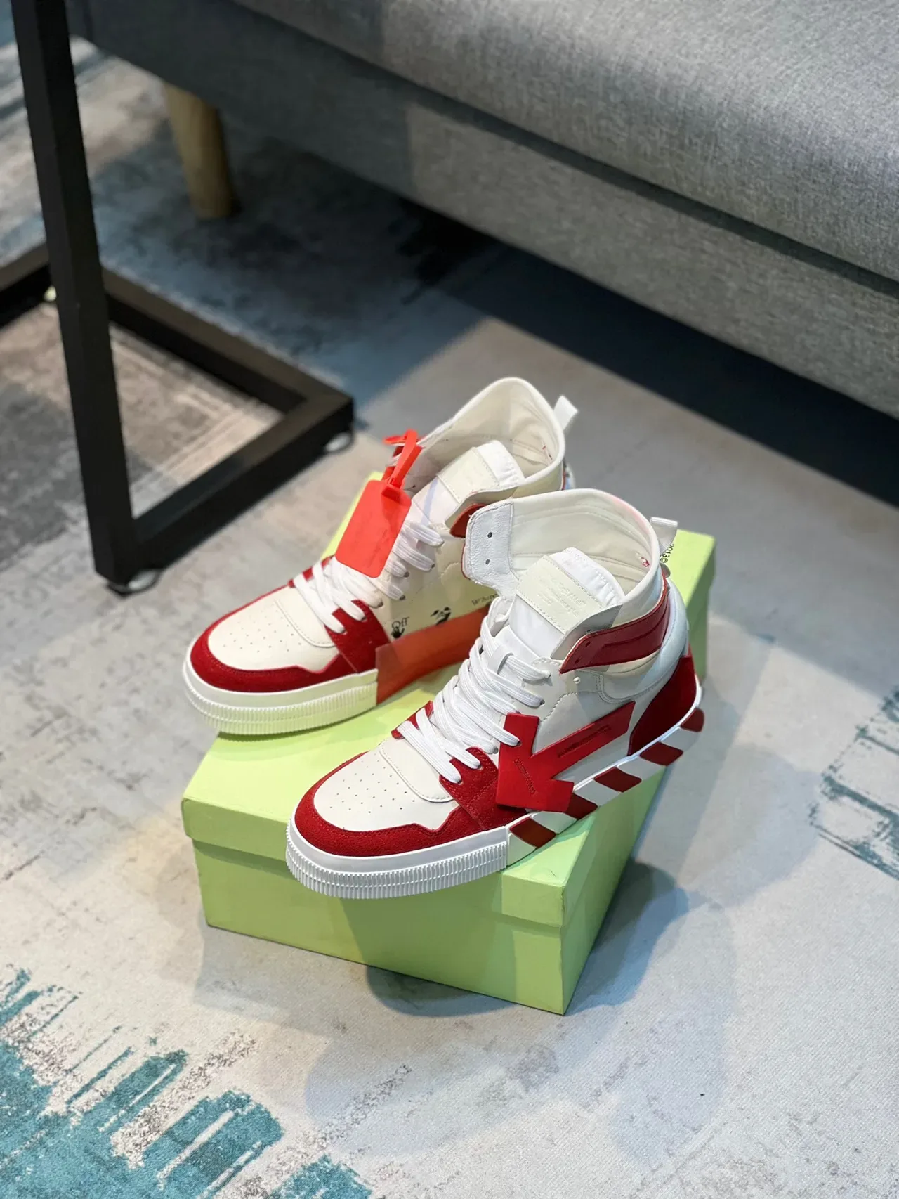 Off-White Tênis Lifestyle Vermelho High-Top Alça Zip-Tie Industrial 7