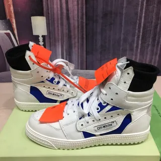 Off-White The Ten Blue High-Top Layered Leather And Textile Lifestyle Sneakers