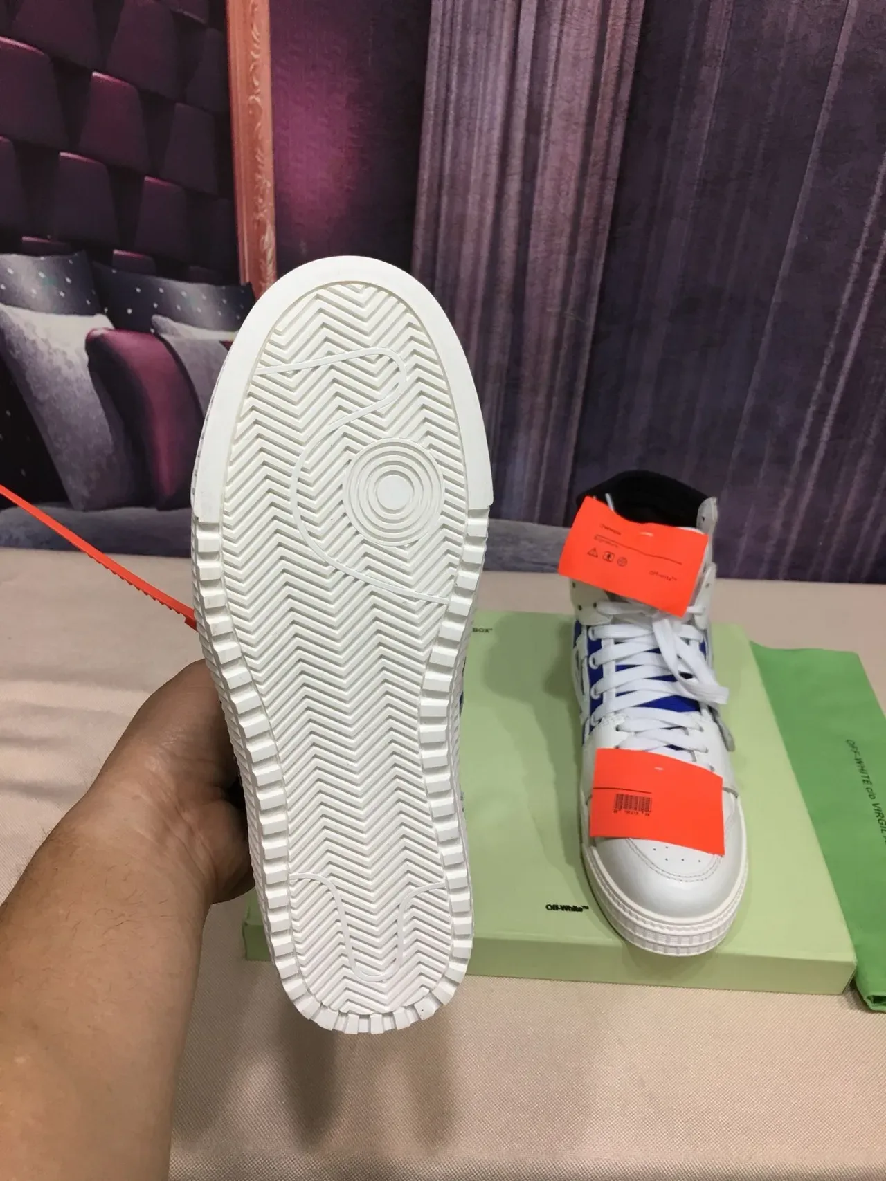 Off-White The Ten Blue High-Top Layered Leather And Textile Lifestyle Sneakers 2