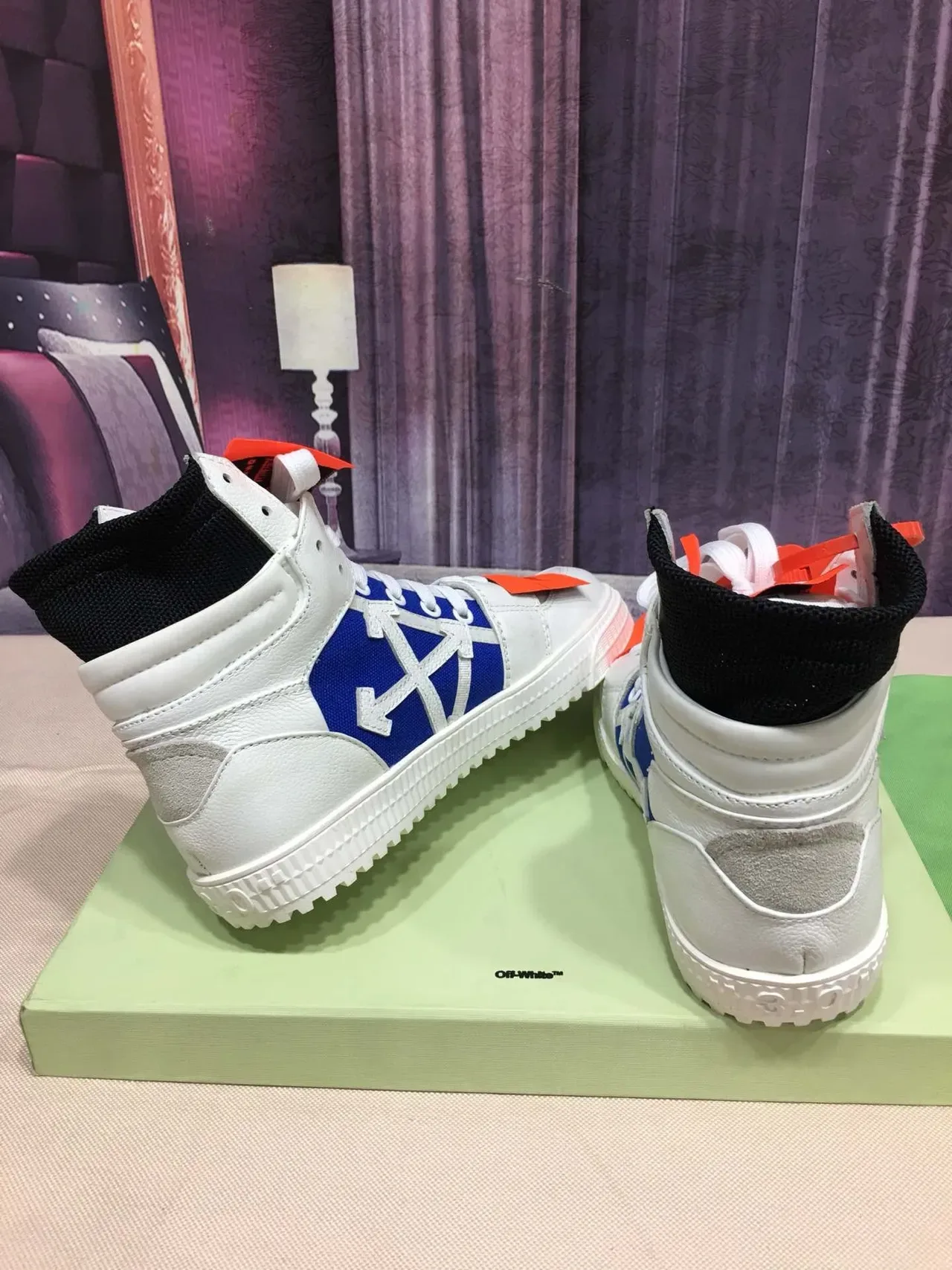 Off-White The Ten Blue High-Top Layered Leather And Textile Lifestyle Sneakers 3