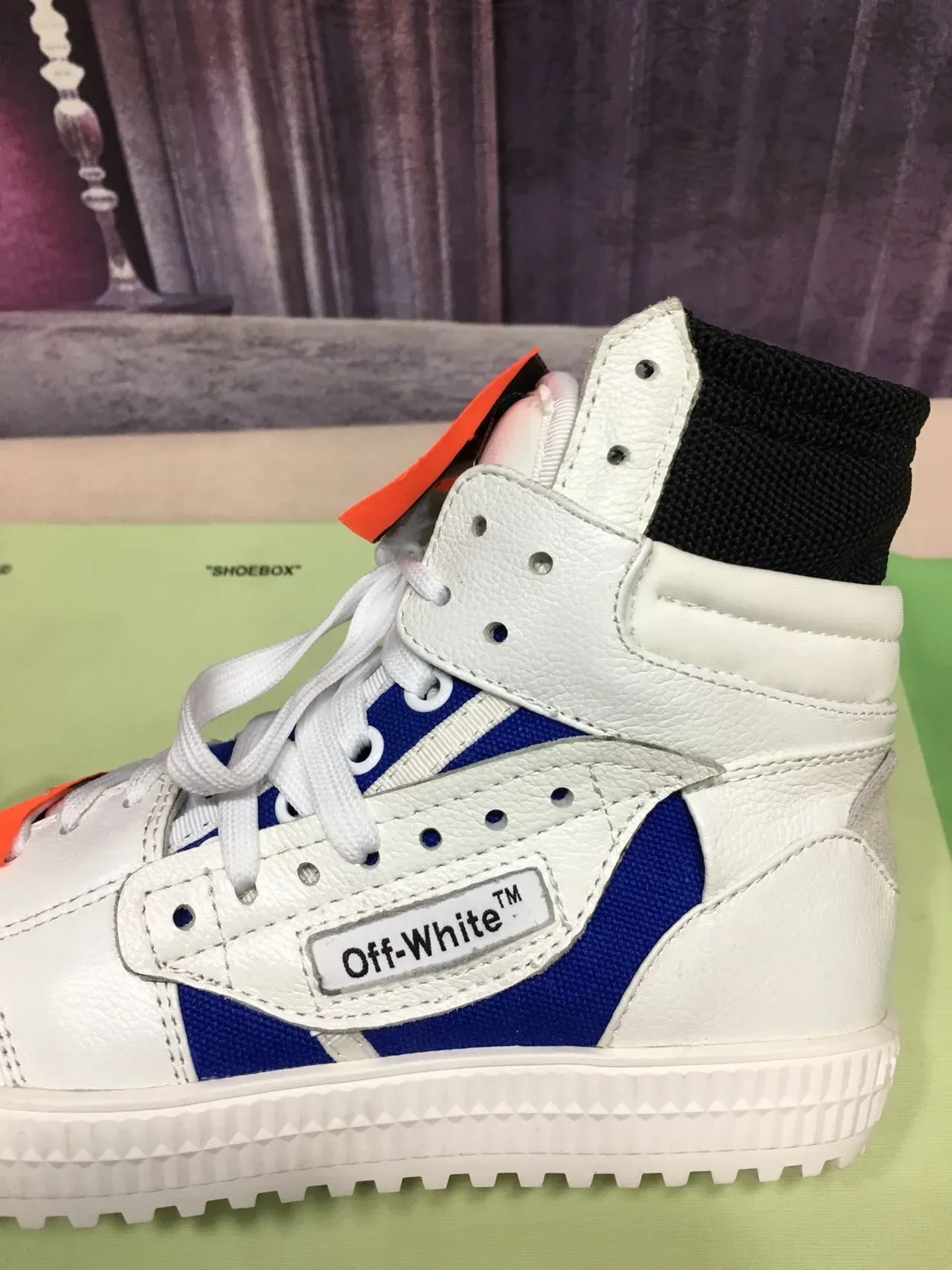 Off-White The Ten Blue High-Top Layered Leather And Textile Lifestyle Sneakers 4
