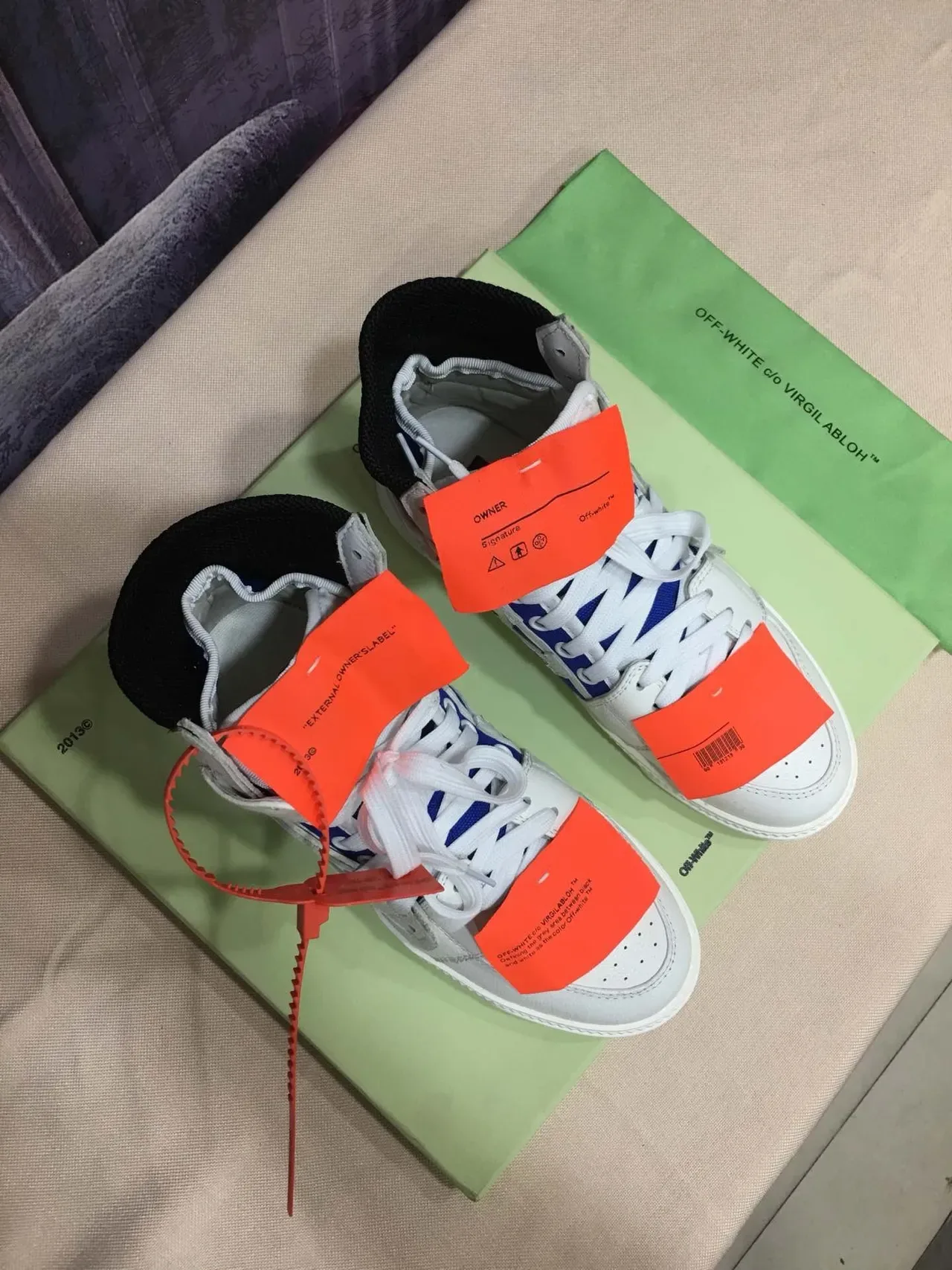 Off-White The Ten Blue High-Top Layered Leather And Textile Lifestyle Sneakers 7
