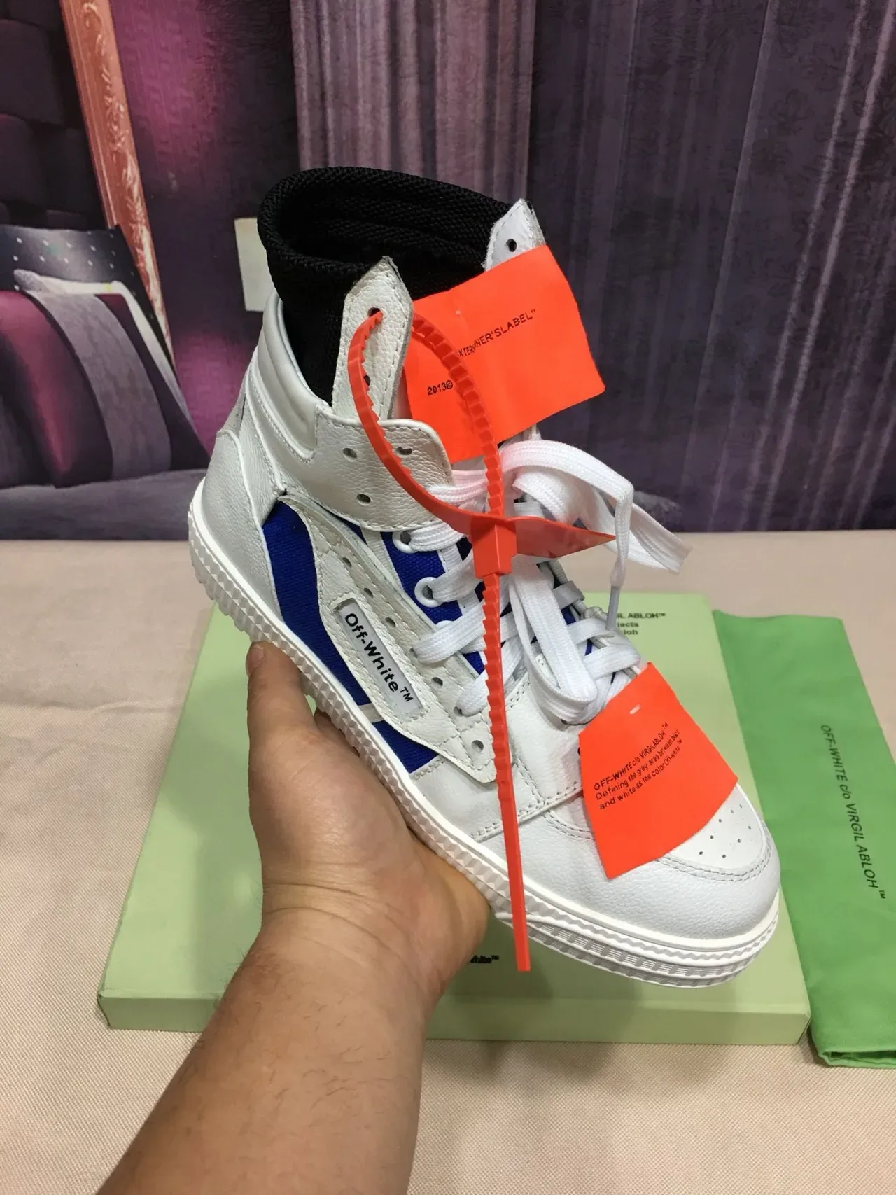 Off-White The Ten Blue High-Top Layered Leather And Textile Lifestyle Sneakers 8
