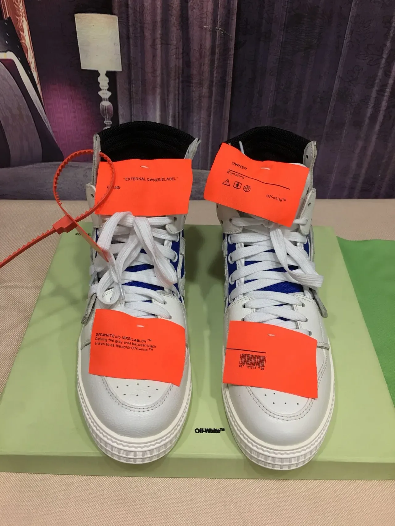 Off-White The Ten Blue High-Top Layered Leather And Textile Lifestyle Sneakers 9