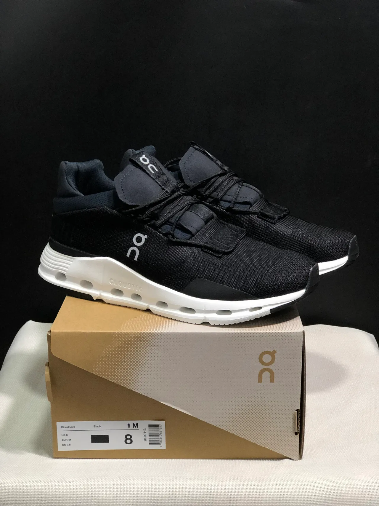 Sur noir blanc tricot supérieur fermeture sangle style de vie sneakers 3