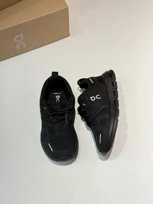 On Cloud Blue and Black Knit Lifestyle Sneakers 9