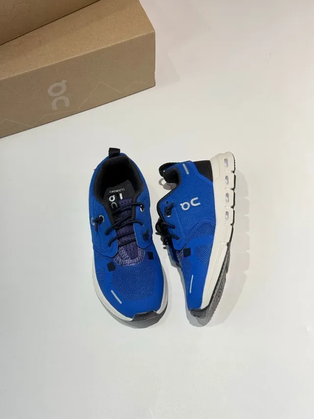 On Cloud Blue and Black Knit Lifestyle Sneakers 11