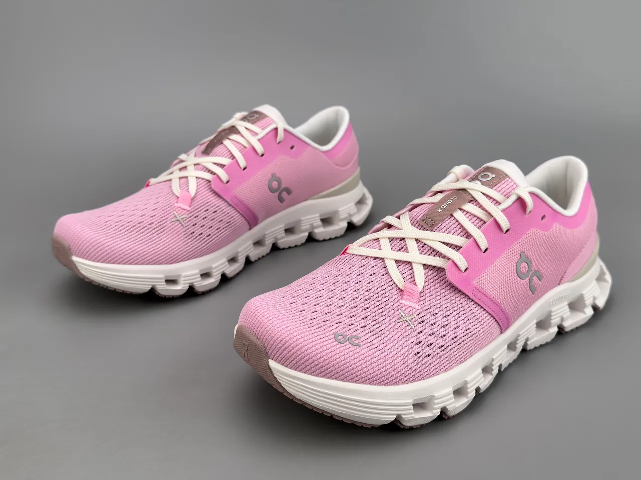 On Cloud Pink Knit Running Shoes 5