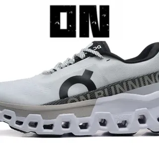 On Cloudmonster White Black Running Shoes