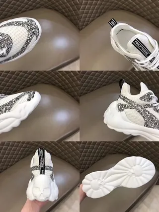 Philipp Plein Active White Black Sculpted Sole Geometric Pixelated Overlay Chunky Sneakers 8