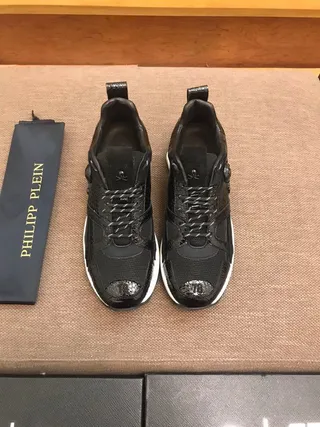 Philipp Plein काली सफेद सोल सांप एम्बॉस्ड पैटेंट लेदर चंकी स्नीकर 4