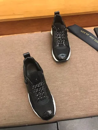 Philipp Plein काली सफेद सोल सांप एम्बॉस्ड पैटेंट लेदर चंकी स्नीकर 8