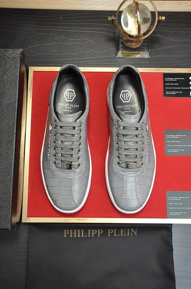 Philipp Plein Tênis Lifestyle Couro Cinza Croc Embossed 9