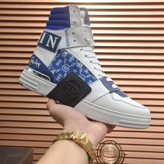 Philipp Plein High-Top Sneaker White Blue Patchwork Lifestyle Sneaker