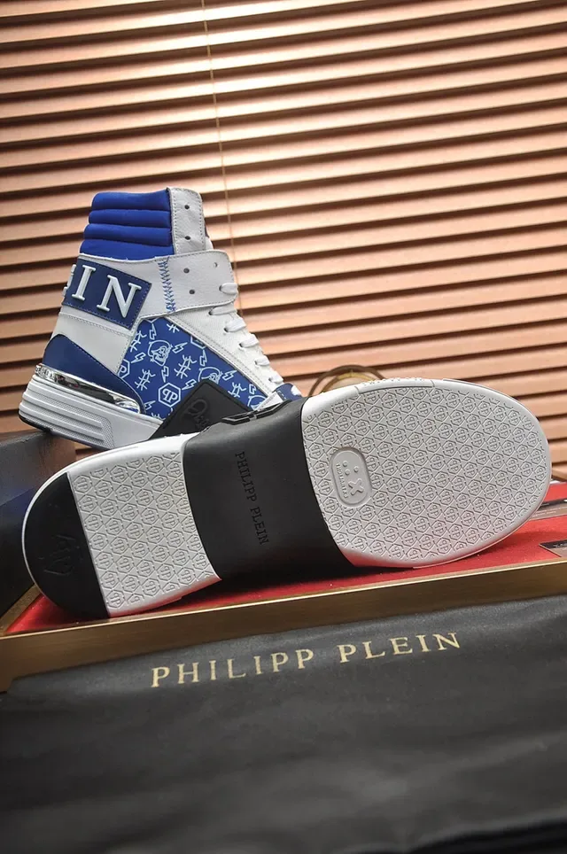 Philipp Plein High-Top Sneaker White Blue Patchwork Lifestyle Sneaker 4