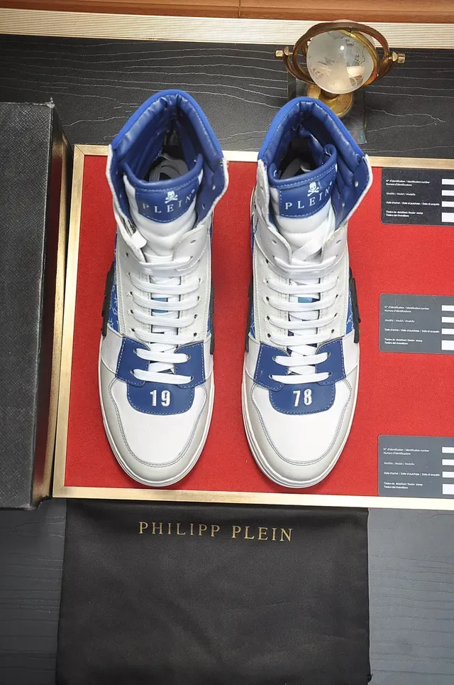 Philipp Plein High-Top Sneaker White Blue Patchwork Lifestyle Sneaker 6