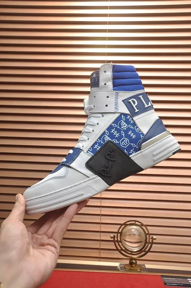 Philipp Plein High-Top Sneaker White Blue Patchwork Lifestyle Sneaker 7