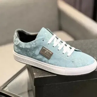 Philipp Plein Light Blue Floral-Print Low-Top Lifestyle Sneaker